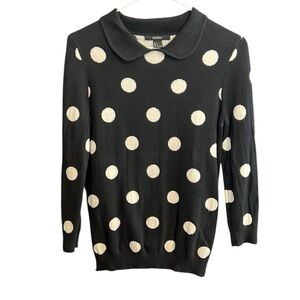 Forever 21 Black‎ and White Polka Dot Fitted Sweater Size Small